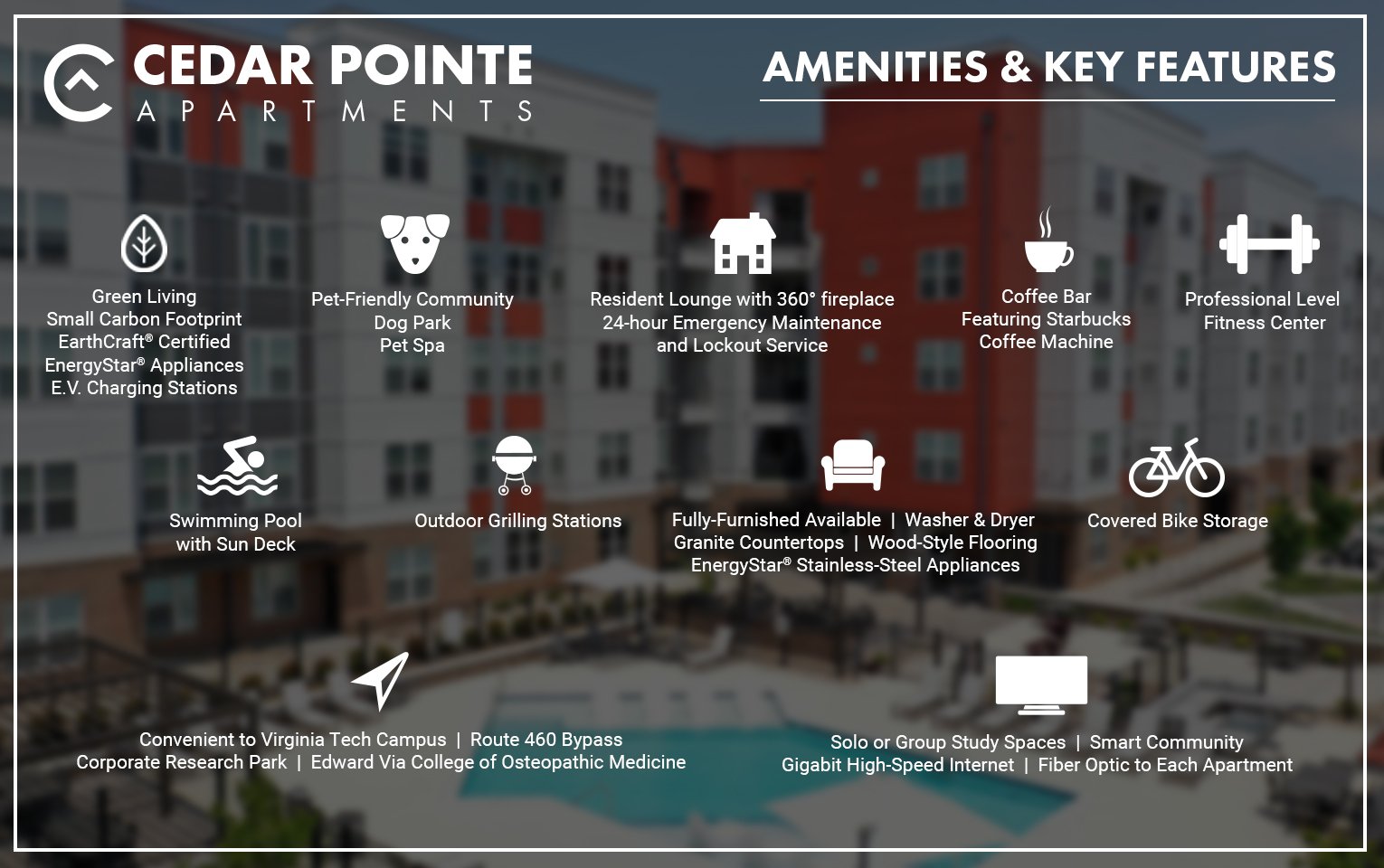 Cedar Pointe Amenity Icon Graphic